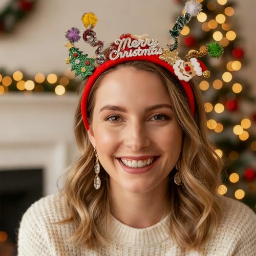 Christmas Headband Cute Plush Santa Claus Hair Hoop for Holiday Party