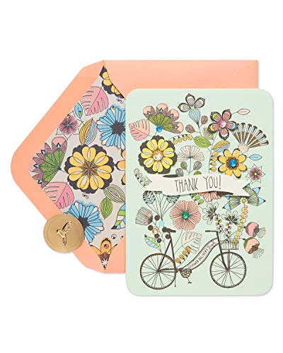 Papyrus Handmade Thank You Card - So, So Much Flower Bike Design