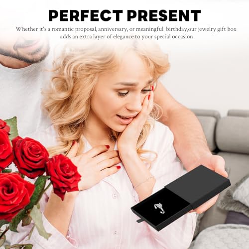 4 Pack Square Jewelry Gift Boxes with Drawer Design - Black