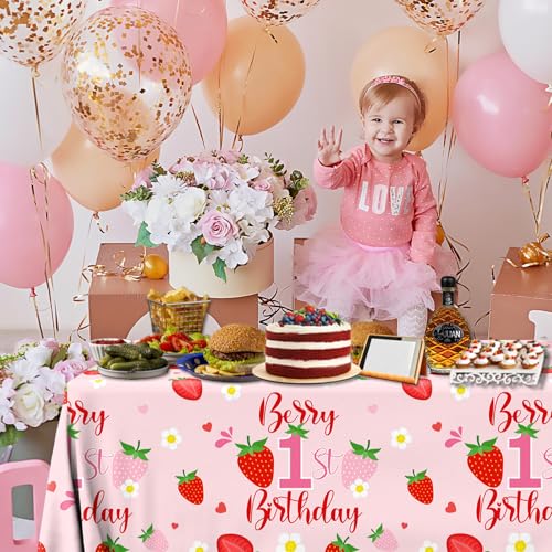 Berry First Birthday Tablecloth Set - 3pcs Strawberry Decor