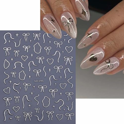 SWEET TREND Christmas Bow Nail Art Stickers - 7 Sheets Festive Red & Green Ribbon Decals