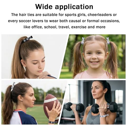 Nogeqi 10 Pcs Soccer Hair Ties Elastic No Crease Ribbon for Girls