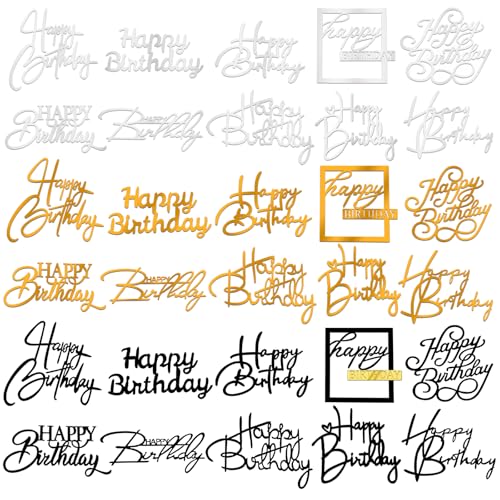 30PCS Happy Birthday Cake Toppers - Acrylic Double-Sided Set
