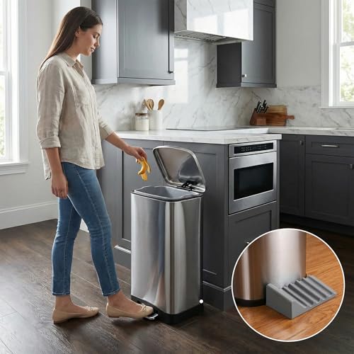 Rubber Wall Protector for Trash Cans - 4 Pack Grey Bumpers