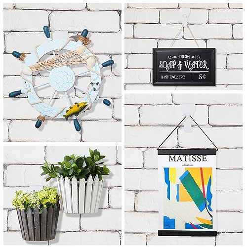 Ripeng White Brick Wall Clip Hooks - 8 Pcs No Drill Hangers