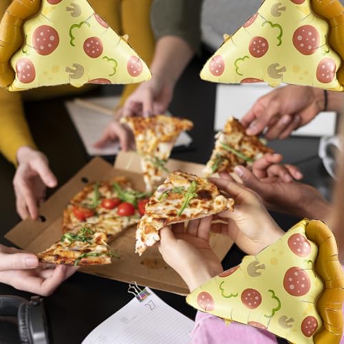 6-Piece Pizza Slice Foil Balloons - 23" Mylar Party Decorations