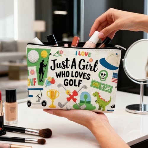 Golf Makeup Bag Canvas Cosmetic Pouch Golf Gifts for Women