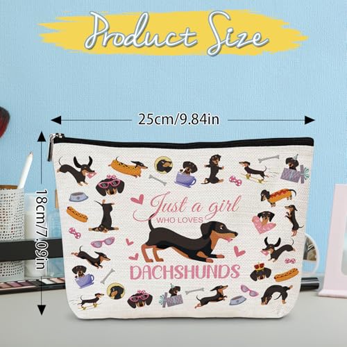 Dachshund Makeup Bag - Waterproof Canvas Sausage Dog Travel Pouch for Women
