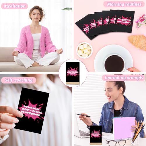 JULEASEL Affirmation Cards for Moms with Wooden Stand - 40 Daily Positive Cards