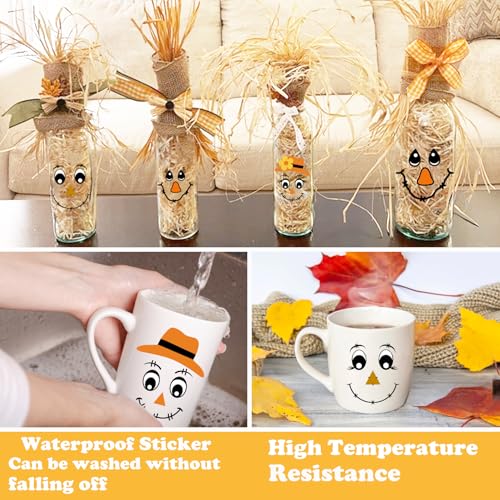 24pcs Fall Scarecrow Face Vinyl Decals for DIY Crafts & Halloween Decor