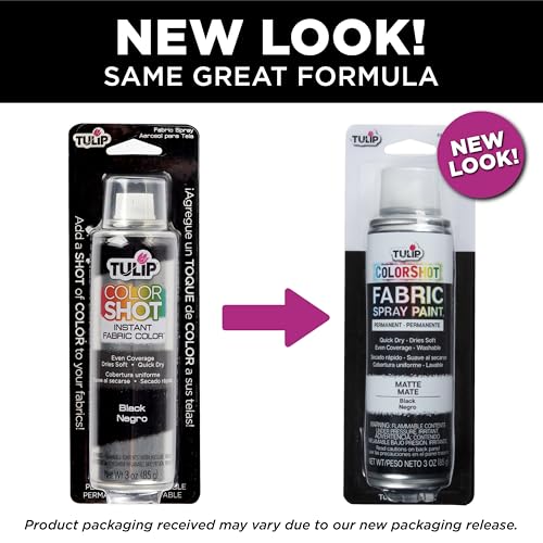 Tulip ColorShot Instant Fabric Spray Paint, Permanent Matte Black, 3oz