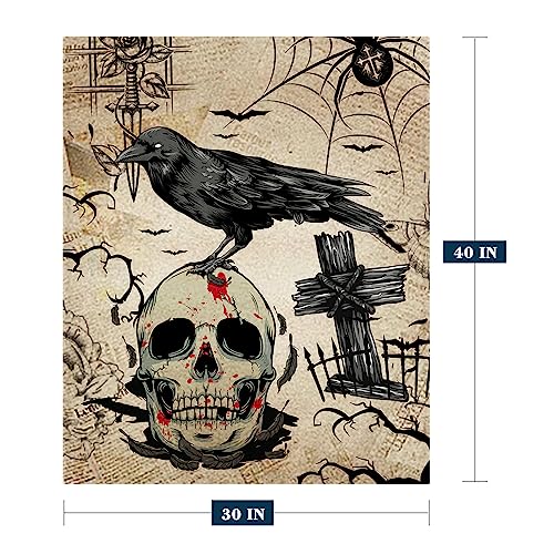 Neatee Living Vintage Skull Halloween Throw Blanket - Soft Fleece 30x40
