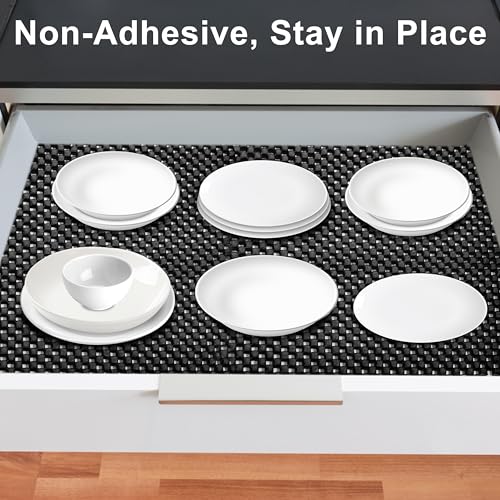 Non-Adhesive Shelf Liner for Kitchen Cabinets - Black, 12" x 120"