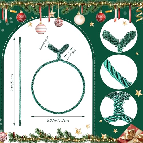 Green Christmas Garland Ties - 20 Inch Reusable Twist Ties for Holiday Decor