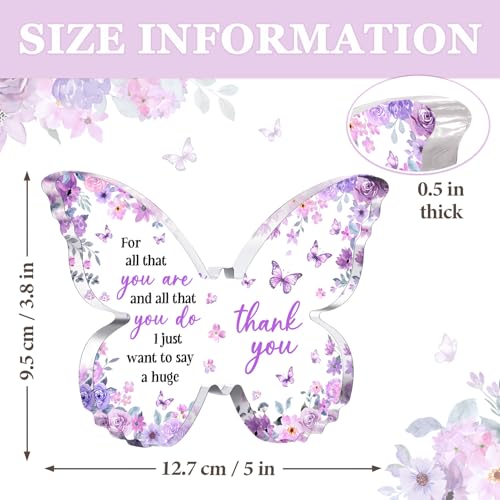 Glydein Purple Butterfly Acrylic Thank You Plaque - Appreciation Gift