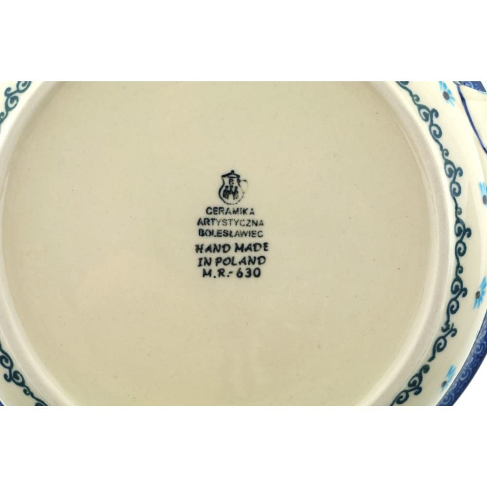 Polish Pottery Round Medium Baker with Handles made by Ceramika Artystyczna (Forget Me Not)