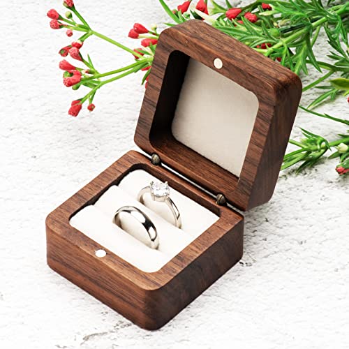 Personalized Square Wooden Ring Box for Weddings & Proposals
