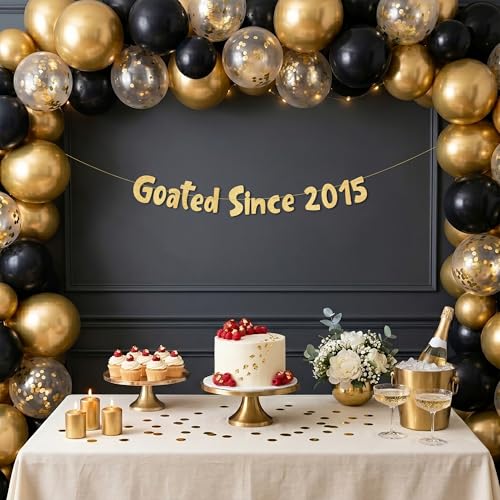 Goated Since 2015 Gold Glitter Banner - 11th Birthday & Anniversary Decoration