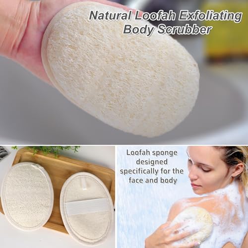 Natural Loofah Exfoliating Body Scrubber 2-Piece Bath Set