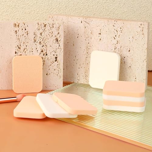 Sliverdew 12 Pcs Square Makeup Sponges Latex Foundation Puffs for Liquid Cream