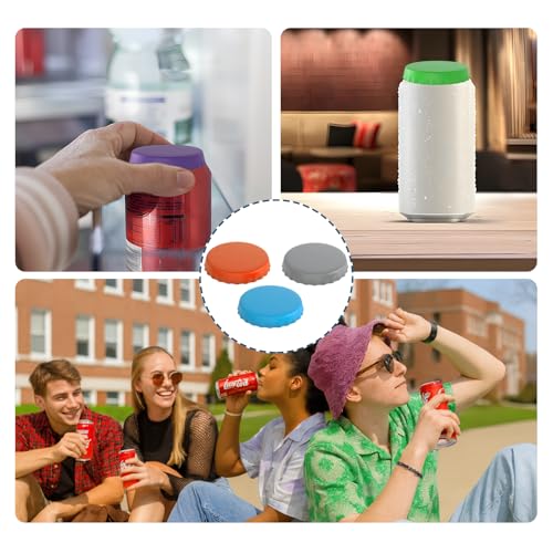 6-Pack Reusable Silicone Soda Can Lids - BPA-Free, Dustproof Can Covers
