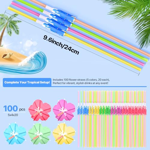 50PCS Umbrella Straws for Drinks, Tropical Cocktail Party Supplies