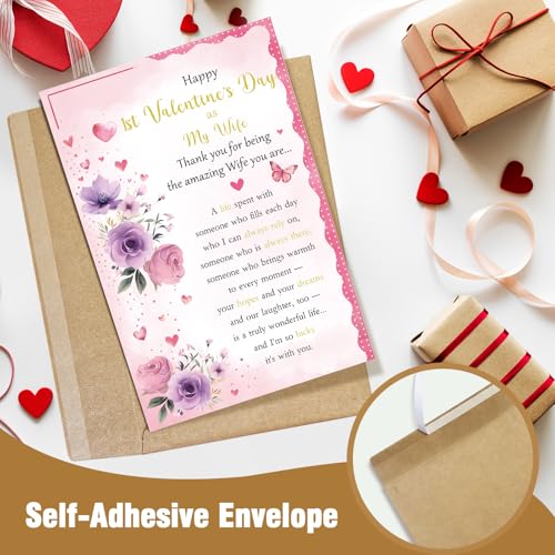 1st Valentines Day Card for Wife from Husband - Romantic Greeting Card