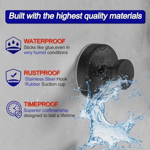 Bntuk Suction Cup Hooks - Removable Shower Towel Hooks, 2 Pack