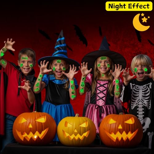Glow in the Dark Halloween Temporary Tattoos 60-Pack - Spooky Party Favors