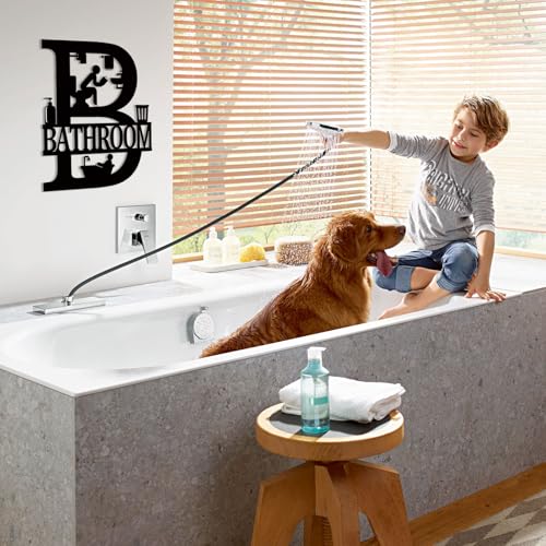 Black Bathroom Decor - 12x14 Inch Metal Wall Art Sign