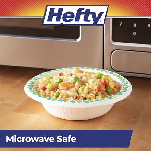 Hefty Compostable Paper Bowls 12oz, 30 Count (Pack of 2) - Soak-Resistant & Microwave Safe