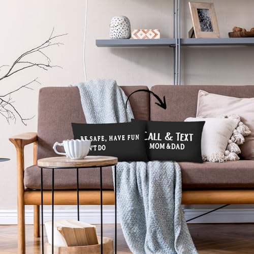 Mingnei Call Your Mom Pillow Cover Black 12x20 Funny Dorm Decor Gift
