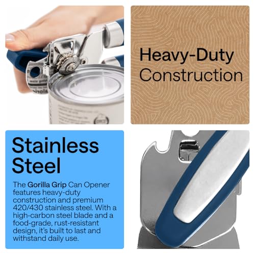 Gorilla Grip Stainless Steel Manual Can Opener with Oversized Knob