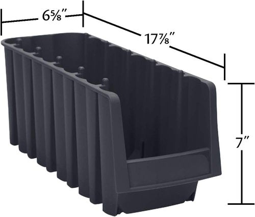 Akro-Mils Economy Stacking Shelf Storage Bins - Durable Plastic, Black | 18" x 6.625" x 7" (10-Pack)