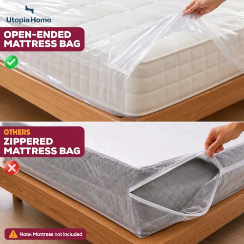 Utopia Home Pack of 2 Full Mattress Bags - 4 Mil Thick Moving & Storage Cover