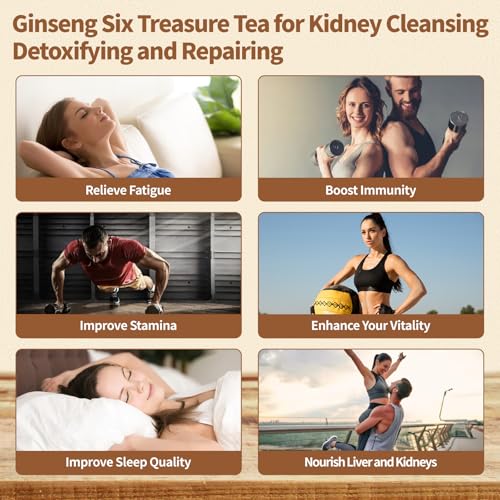 Ginseng Six Treasure Tea Bags - 30 Count for Kidney Detox & Repair