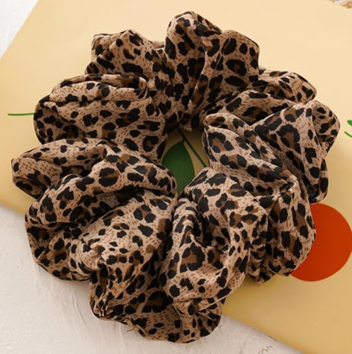 Vikodah 2-Piece Leopard Print Hair Scrunchies - Soft Elastic Ponytail Holder
