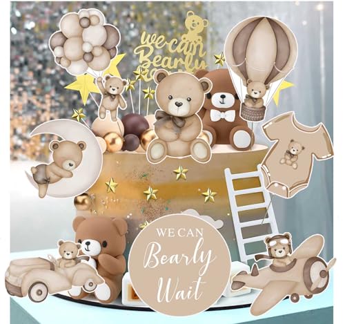 16Pcs Bear Baby Shower Centerpieces for Cake Table Decorations
