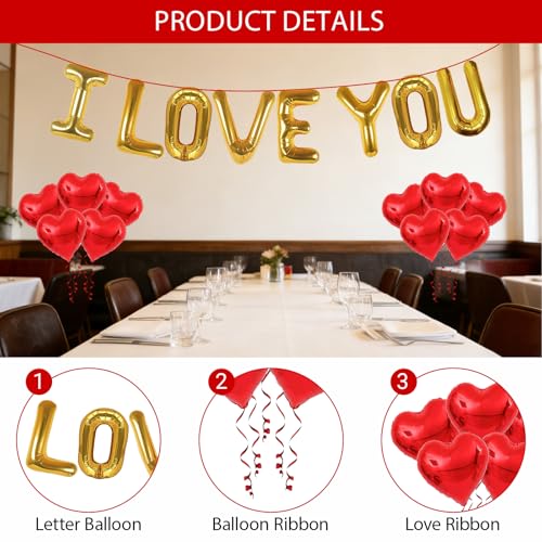 18 Pcs Romantic Valentine Balloon Set - Heart & 'I LOVE YOU' Decor