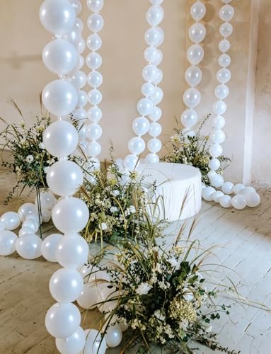 100PCS Pearl White Linking Balloons - 6 Inch Quick Link Latex for Party Decorations