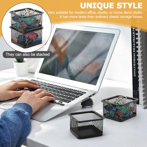 Metal Mesh Paper Clip Holder for Desk - 2pcs Office Organizer Dispenser
