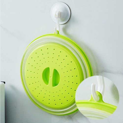 Collapsible Microwave Splatter Cover, 10.5 Inch, Dishwasher-safe, Microwave Plate Cover With Steam Vent，BPA-Free Silicone & Plastic (white)