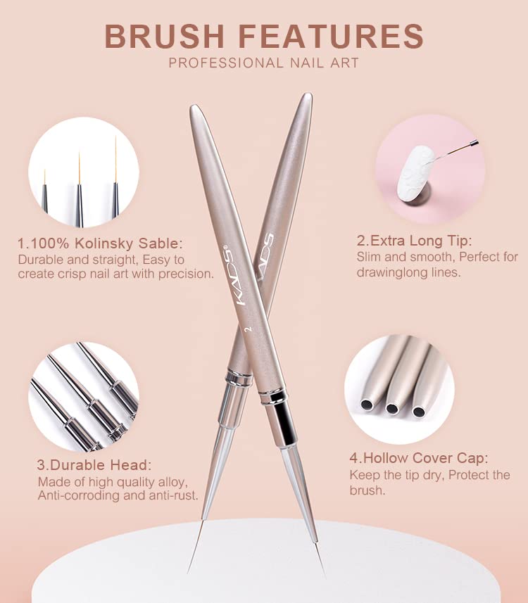 Rolabling Kolinsky Nail Art Liner Brush - 3# Ultra Thin Striping Pen