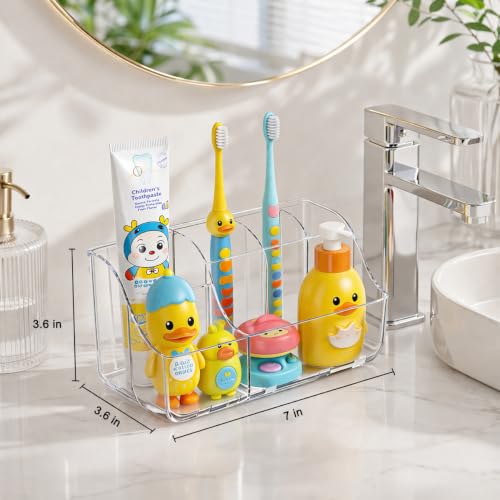 Clear Kids Toothbrush Holder - Wall-Mounted, No-Drill Bathroom Organizer