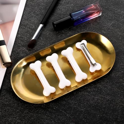 Aiyorse 6Pcs Bone Hair Clips, White Dog Bone Alligator Hairpins