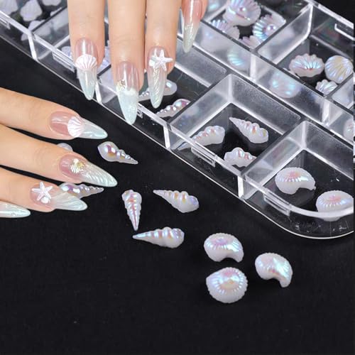 3D Ocean Nail Art Charms Set - Starfish Seashell Resin Gems for Summer Beach Manicure DIY Crafts