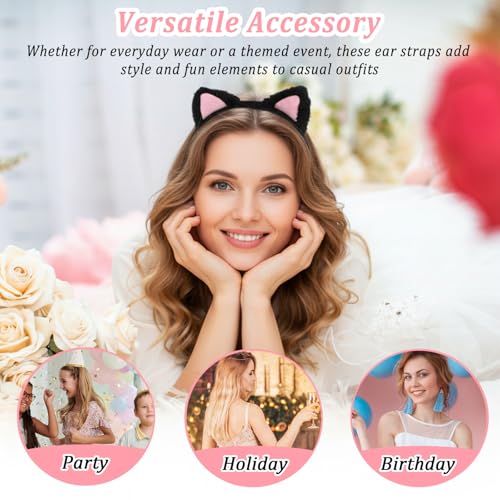 Cat Ears Headband 2PCS Soft Plush Fuzzy Makeup Hairband for Spa