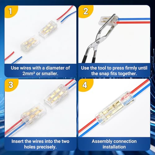 30PCS LED Light Strip Connectors with Pliers - 2 Pin Quick Disconnect