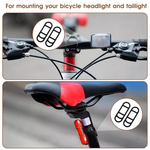10 Pieces Bicycle Light Silicone Straps Bike Silicone Mount Band Rubber Light Strap Replacement Bike Flashlight Mount Band Black Cycling Rubber Bands for Road Mountain Bike, Most Bicycle Light Sets