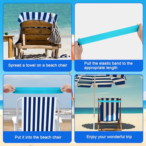 5 Pack Beach Towel Bands Beach Towel Clips for Cruise Chairs, Pool Chairs Towel Strap Towel Holder Cruise Ship Essentials Elastic Towel Band Beach Accessories for Women Men